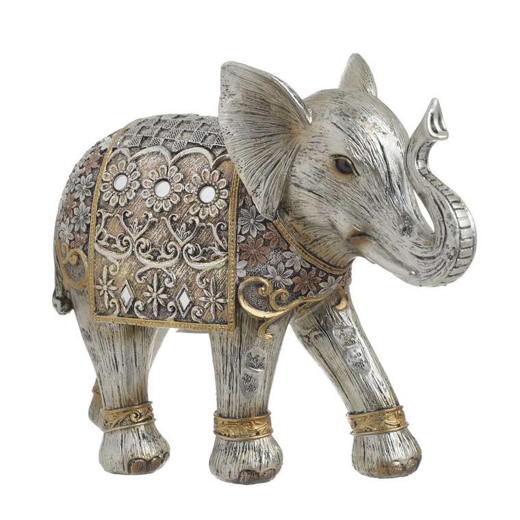 Статуэтка Слон из полистоуна серебряного цвета