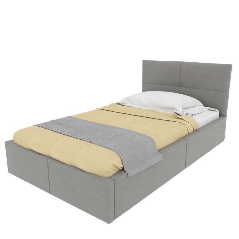 Кровать с мягким изголовьем и подъемным механизмом Меркурий 90х200 серого цвета