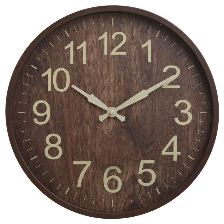 Часы настенные из пластика коричневого цвета 