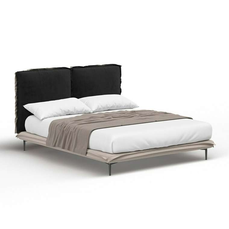 Кровать Frill 160х200 бежево-черного цвета