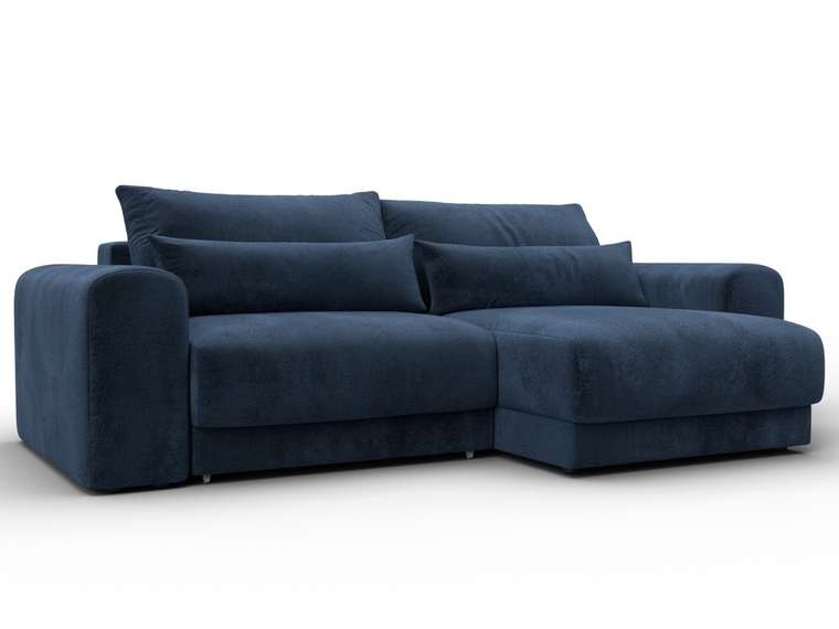Угловой диван-кровать Лига-056 темно-синего цвета