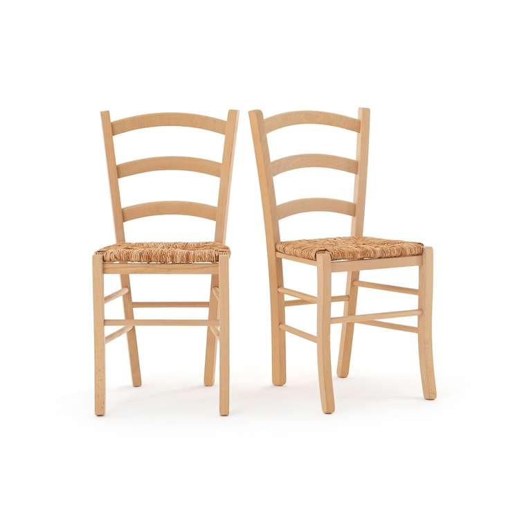 Комплект из двух стульев с плетеным сидением Perrine бежевого цвета