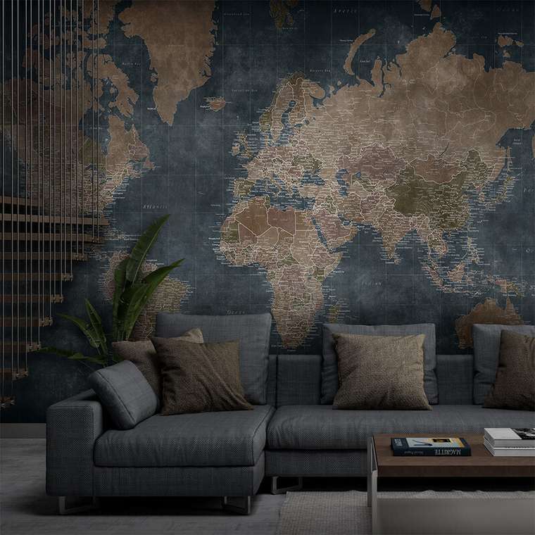 Дизайнерские обои арт. WORLD MAP №6 шовные на флизелиновой основе