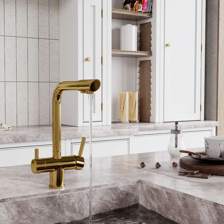 Смеситель для кухни WasserKRAFT A8377 золотого цвета