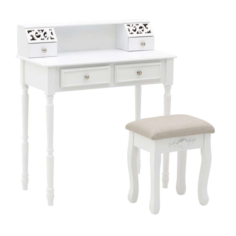 Будуарный стол c табуретом белого цвета