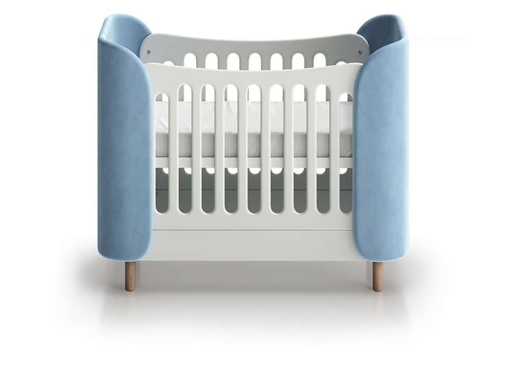 Кроватка Kidi Soft mini 60х120 голубого цвета
