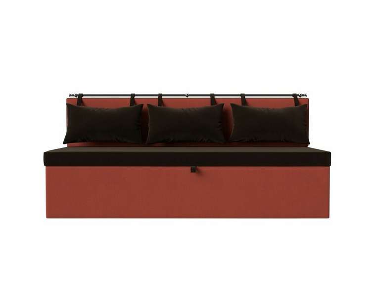 Прямой диван-кровать Метро коричнево-кораллового цвета