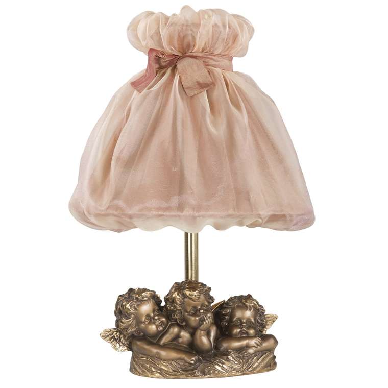 Настольная лампа Веселые купидоны с абажуром розового цвета