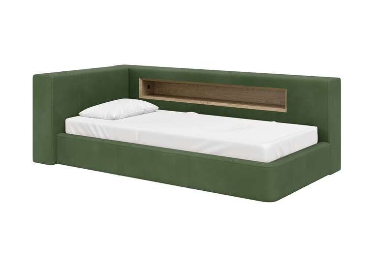 Кровать Cube 90х200 L зеленого цвета с подъемным механизмом