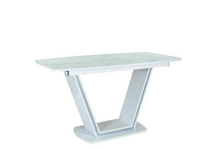 Раздвижной обеденный стол бело-серого цвета