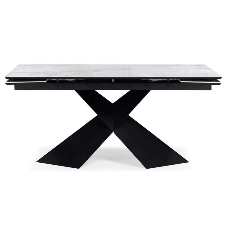 Раздвижной обеденный стол Хасселвуд 90х160 черно-белого цвета