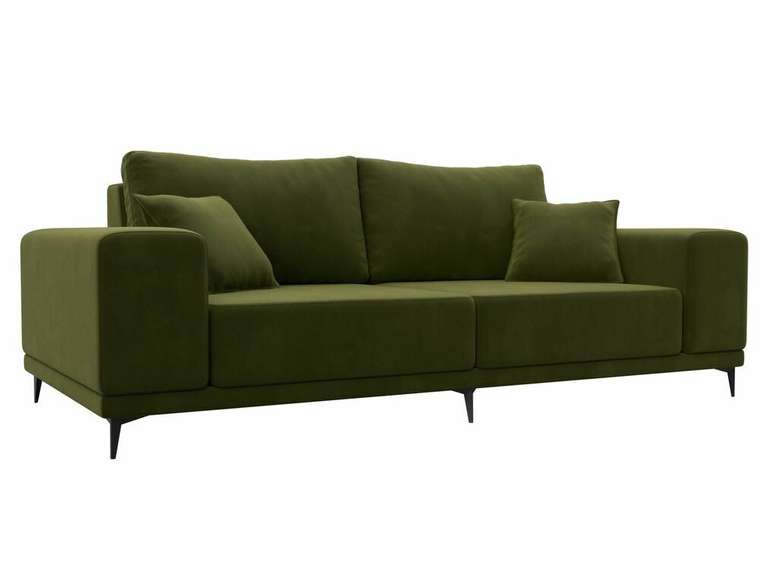 Прямой диван Льюес зеленого цвета