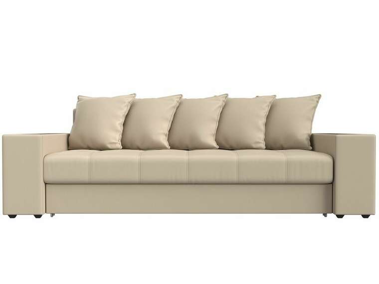 Прямой диван-кровать  Дубай бежевого цвета (экокожа)