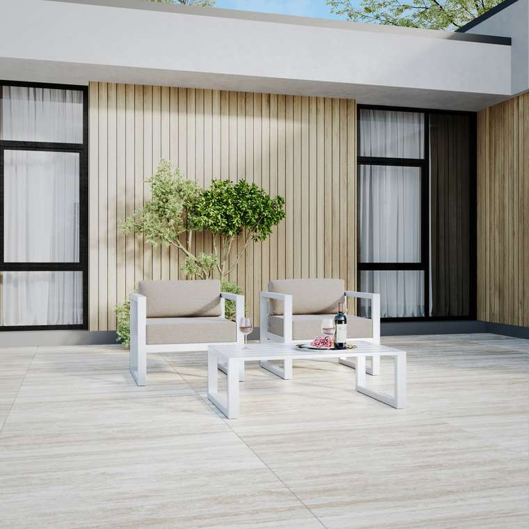 Набор садовой мебели Capri 3 бело-коричневого цвета