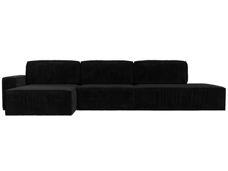 Угловой диван-кровать Прага модерн лонг черного цвета левый угол