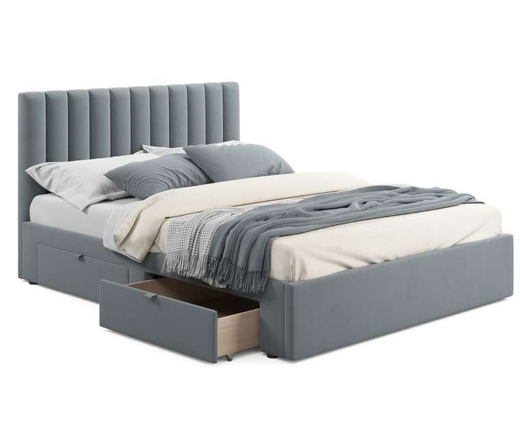 Кровать Olivia 160х200 серого цвета без подъемного механизма