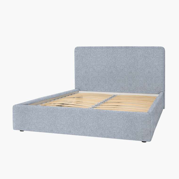 Кровать Cozy 160х200 серого цвета в обивке из рогожки с подъёмным механизмом
