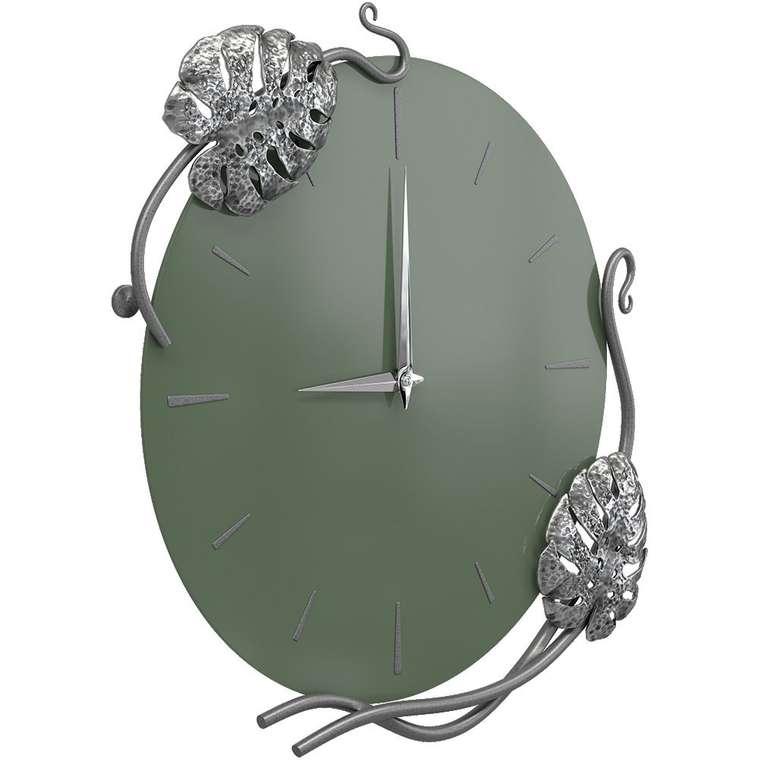 Настенные часы Monstera Deliciosa зеленого цвета