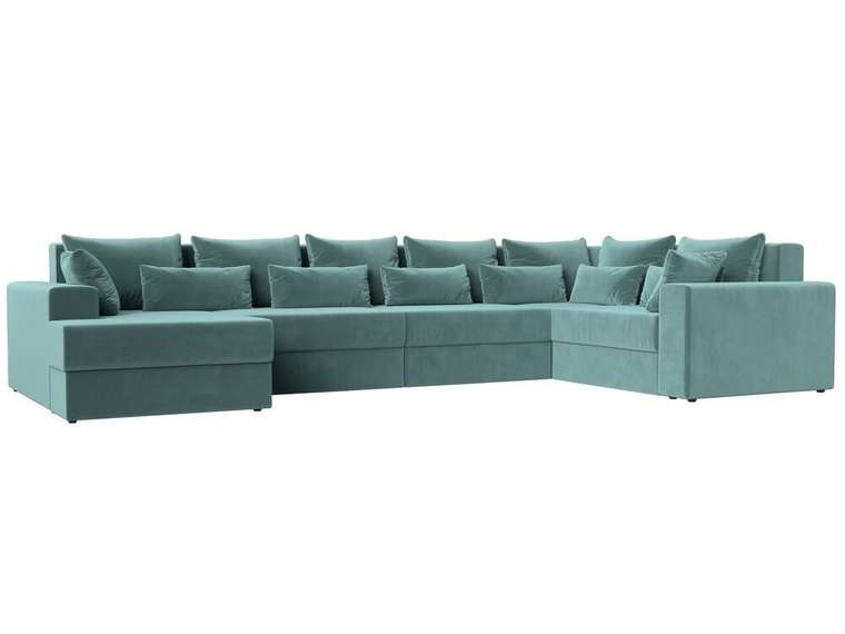 Угловой диван-кровать Майами бирюзового цвета левый угол