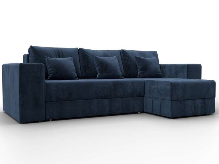 Угловой диван-кровать Лига-076 темно-синего цвета
