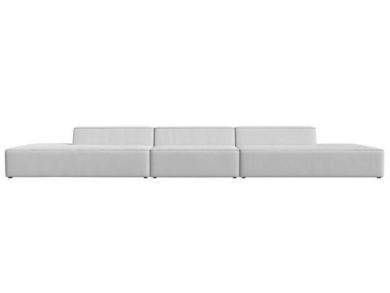 Прямой модульный диван Монс Лонг белого цвета (экокожа)
