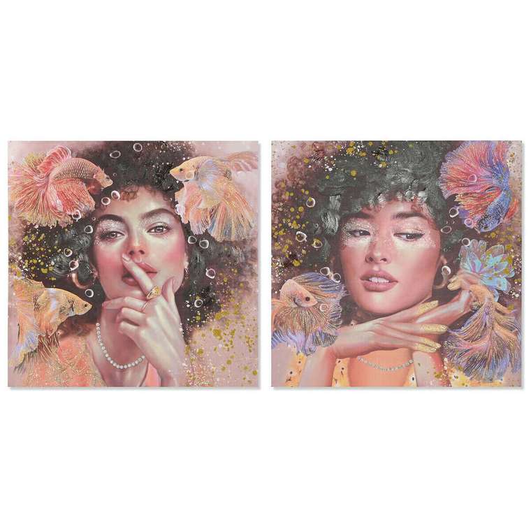 Картина Женщина 100 x 3 x 100 cm современный (2 штук)
