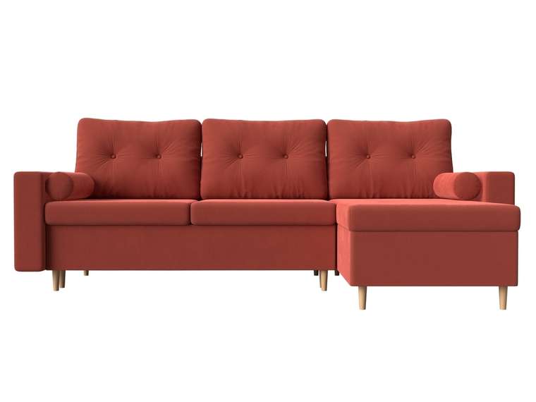 Угловой диван-кровать Белфаст кораллового цвета правый угол