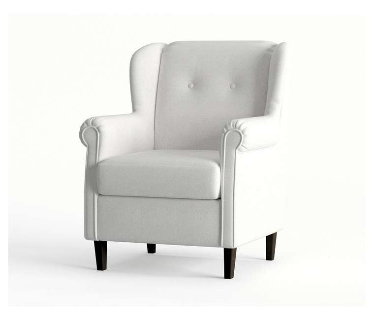 Кресло из велюра Леон белого цвета