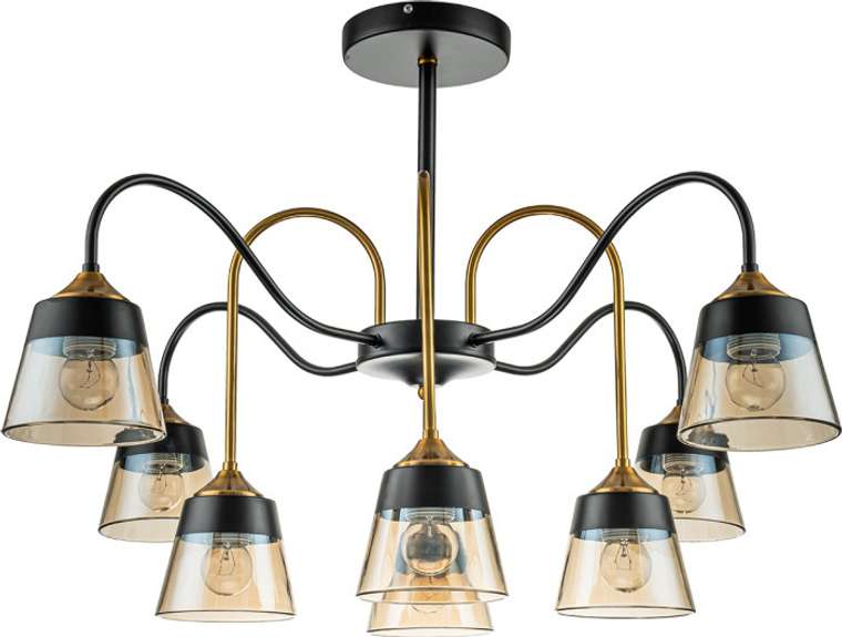 Потолочная люстра на штанге Escada Cobra 1147/8P E27*40W Black/Brass