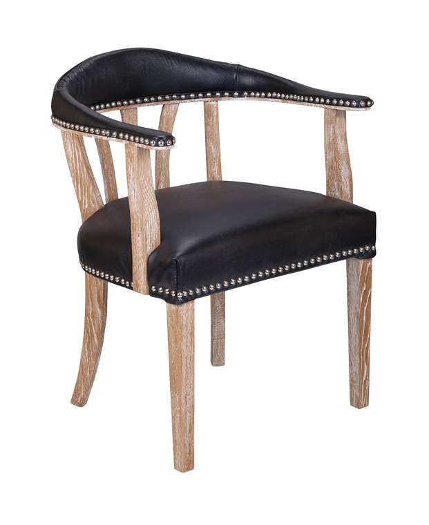 Стул с подлокотником Tanner black leather черного цвета