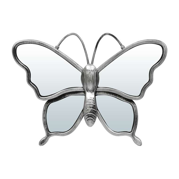 Комплект из трех  настенных декоративных зеркал Бабочки серебряного цвета