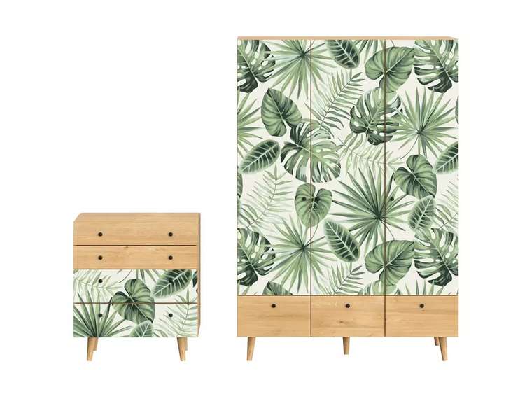 Композиция Frida 9 с принтом Monstera на деревянных ножках