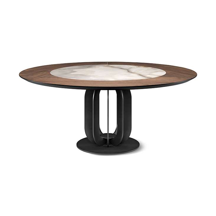 Обеденный стол Rotor 7 бело-коричневого цвета