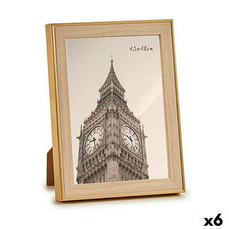 Фоторамка 15,6 x 2 x 20,7 cm Позолоченный Коричневый Пластик Cтекло (6 штук)
