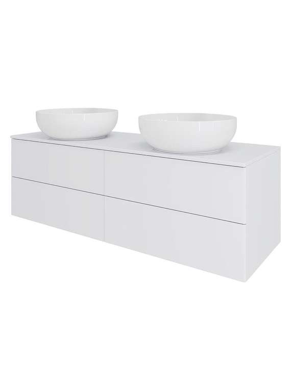 Подвесная тумба с двумя раковинами Orange Отто Ot-130TuMDF+B07-420W белого цвета