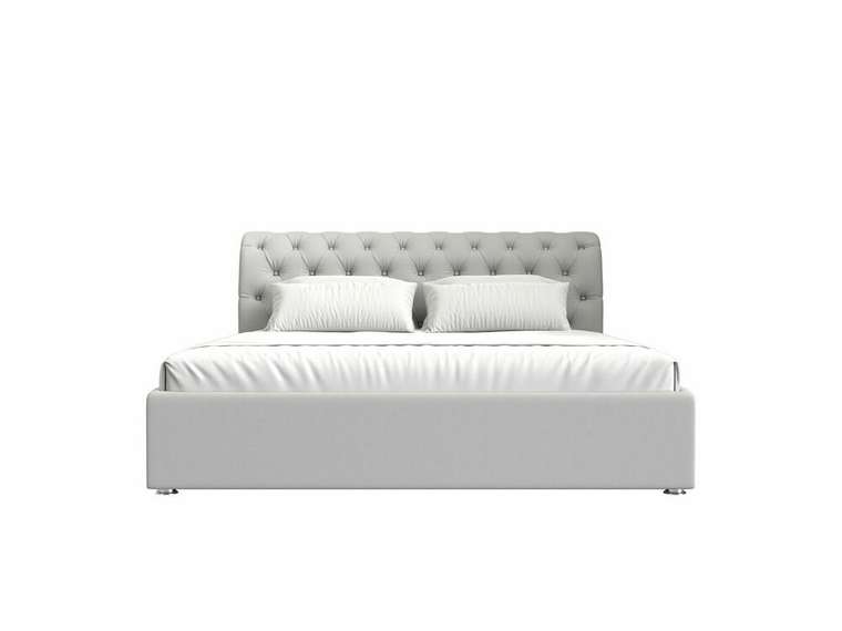 Кровать Сицилия 160х200 белого цвета с подъемным механизмом (экокожа)