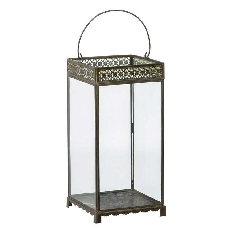 Подсвечник Стеклянный Позолоченный Металл 18 x 18 x 37