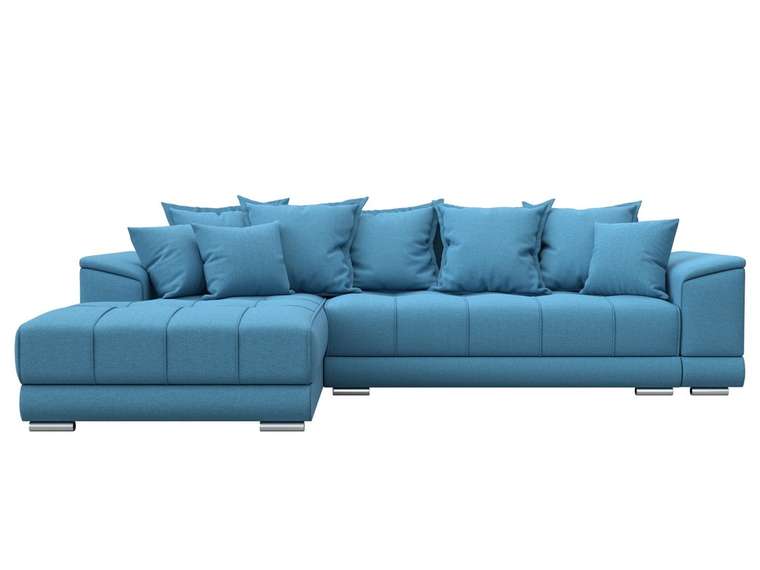 Угловой диван-кровать НордСтар голубого цвета левый