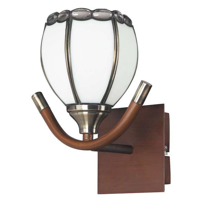 Бра Antique Brass + Walnut  + Tiffany