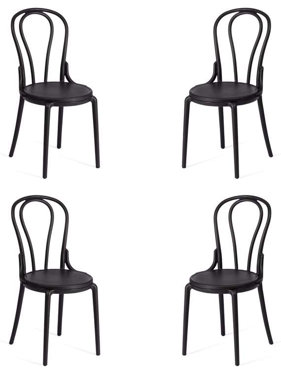 Набор из четырех стульев Thonet черного цвета