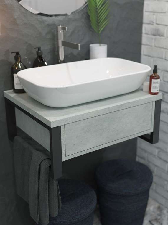 Тумба со столешницей Grunge Loft 70 светло-серого цвета