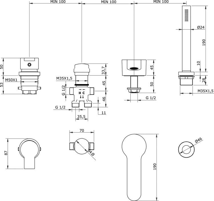 Смеситель Dolce для ванны