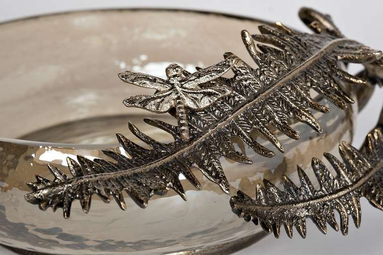 Чаша декоративная Папоротники из металла и стекла 