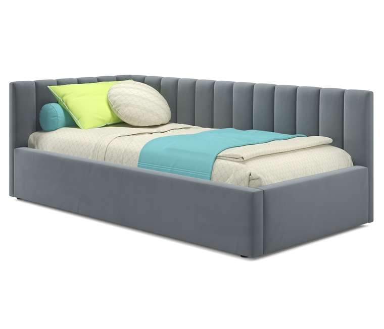Кровать Milena 90х200 серого цвета с подъемным механизмом и матрасом