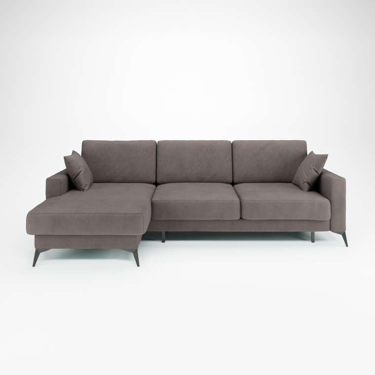 Угловой диван-кровать Наоми серо-коричневого цвета левый
