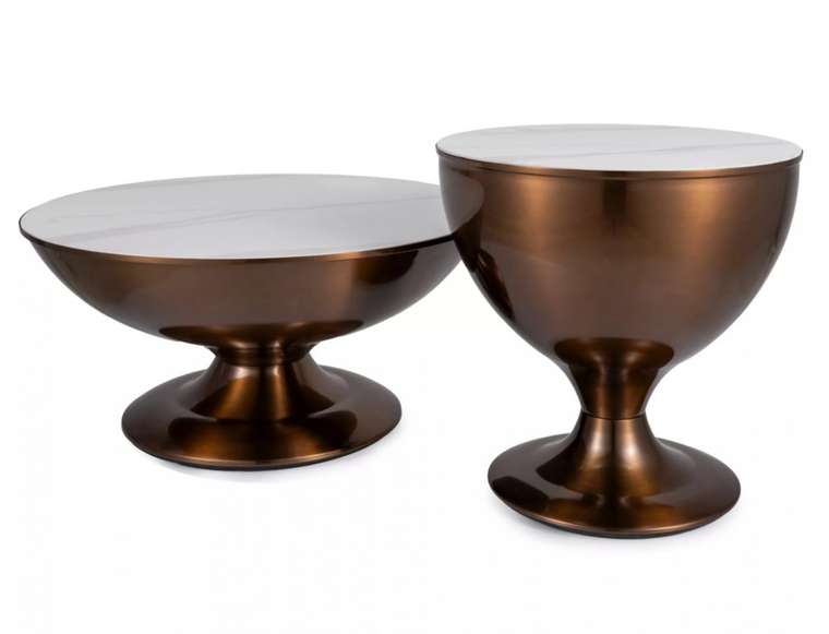 Набор из двух журнальных столов Salsa бело-медного цвета