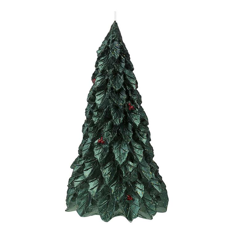 Свеча декоративная Festive flame зеленого цвета 19.5 см