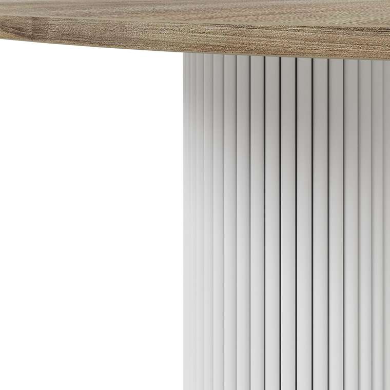 Обеденный стол Trubis Wood XL 120 бежево-белого цвета