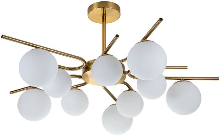 Потолочная люстра на штанге 642/10P E27*60W Escada Sphere Brass (плафоны шарики)