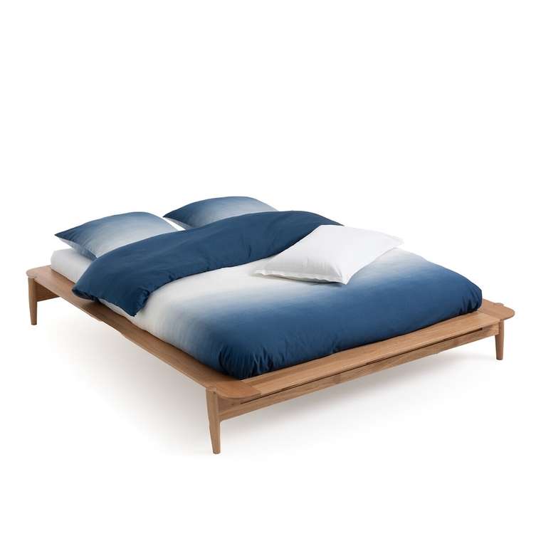 Кровать из массива дуба с кроватным основанием Jucca 160x200 коричневого цвета